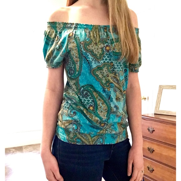 Chaps Tops - Chaps Denim Petite Floral Paisley Top